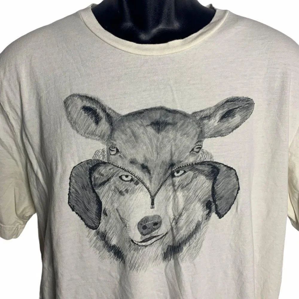 Arka Wolf Sheep Crewneck T Shirt XL White Knit